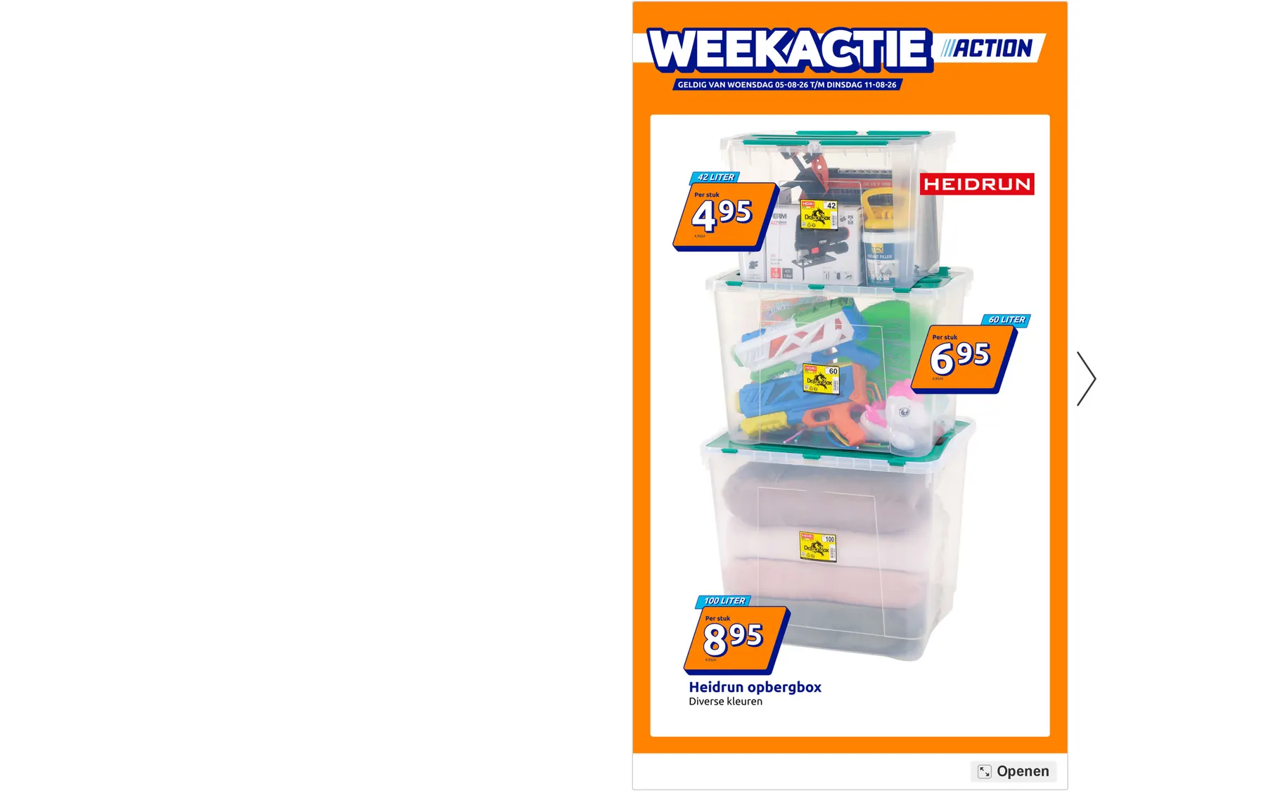 Voorpagina van de Action folder
