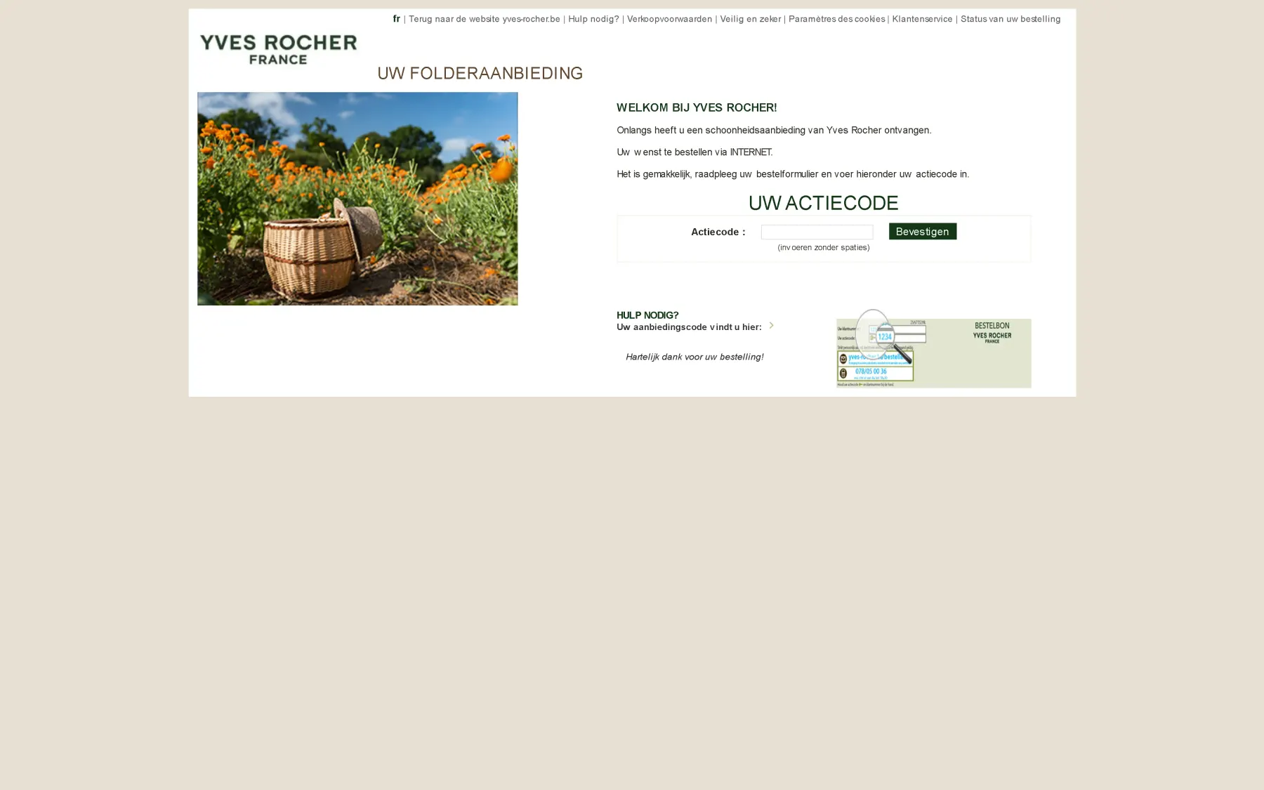 Voorpagina van de Yves Rocher folder